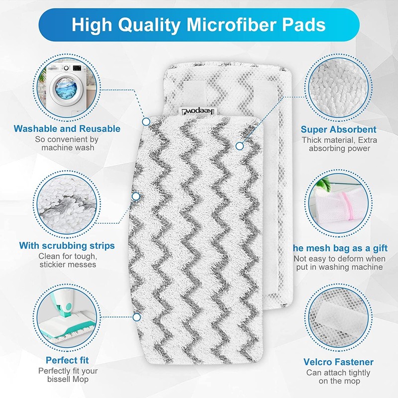 KEEPOW 6 Packs Steam Mop Pads Replacement for Shark Vacuum