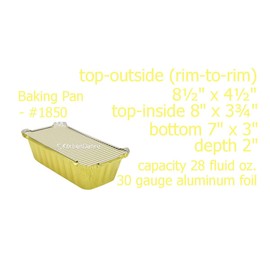 KitchenDance Disposable Aluminum Closable Loaf Pans with Lids - 2 Pounds Aluminum Foil Pans for Cakes, Cobblers - Baking Pans Perfect for Baking, Storing, Preparing Food - 1850 (Gold, 50)