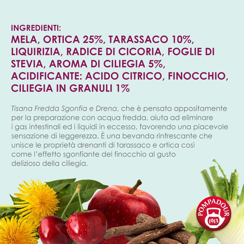 Pompadour, Tisana Fredda Sgonfia e Drena, 54 Filtri (3 Confezioni