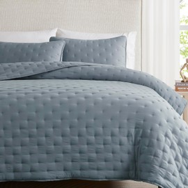 WDCOZY Blue Cloud Quilt Twin Size Bedding Set with Pillow Sham, Puffy Cozy Lightweight Bedspread Coverlet, Soft Cute Bed Cover for All Season - 2 Pieces, 68x90 inches