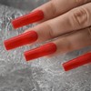 Bright Red Solid Color Press On Nails Extra Long Square
