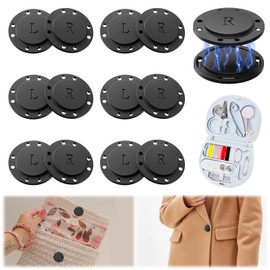 6 Pairs of Magnetic Buttons, Press Studs Magnetic Buttons for Sewing, 26 mm Magnetic Closure with Mini Sewing Kit, Pocket Magnetic Closures, Press Stud Large for Clothing, Windbreaker, Bag, Handmade,
