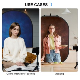 Selens 2 in 1 Portable Backdrop Double Side of Collapsible Backdrop for Portrait Photography, Video, Live Stream,55.12 * 78.75inches(Blue/Brown)