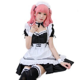 CarolynDesign Japanese Anime Sissy Maid Dress Anime French Maid Apron Costume Set