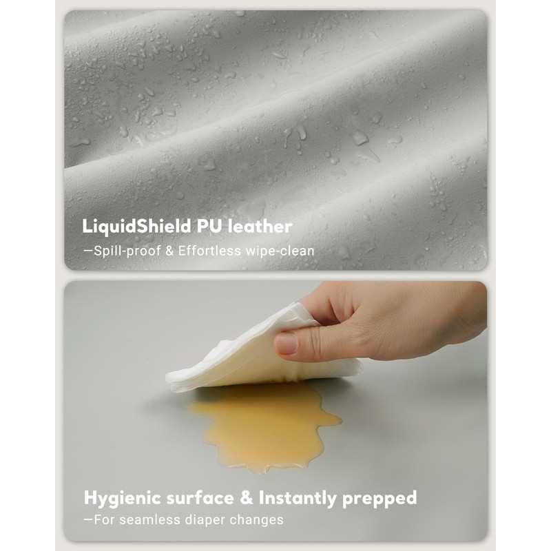 Vegan Leather Waterproof Baby Changing Pad - Wipeable, Extra Thick