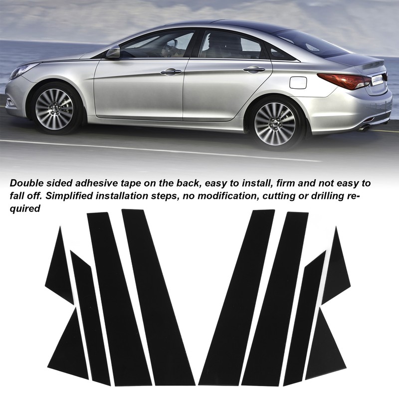 10Pcs Window B Pillar Post Trim Gloss Black Lightweight Rugged