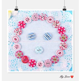 Pack of 100 Painted Colors Round DIY Wooden Buttons for Sewing and Crafting 15mm Button