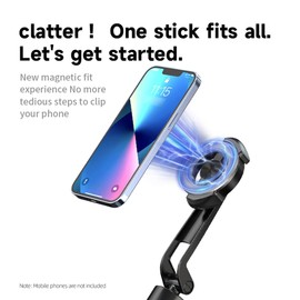 Sonew 130 cm Selfie Stick Tripod, 7 Sections Telescopic Selfie Stick with 360° Rotating Magnetic Phone Clip and Remote Control for Smartphone