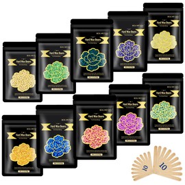 Hard Wax Beads, 2.2lb Wax Beans for Hair Removal, 10 Packs Multi Color Waxing Beads for Full Body, Face, Brazilian Bikini, Legs and Sensitive Skin at Home, Wax Refill for Women Men