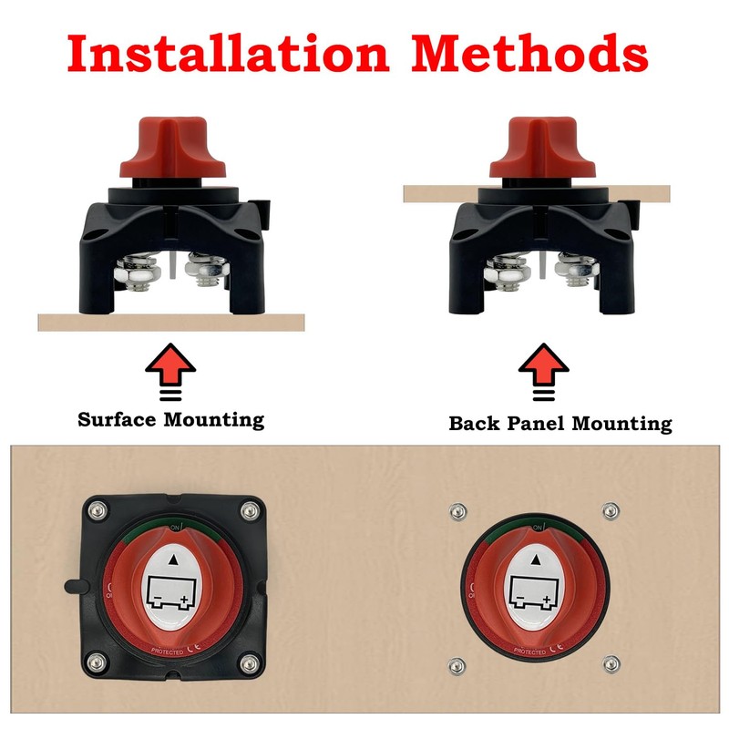 Vcanuplms Battery Switch Master Cut Off, 12V-48V Waterproof Heavy Duty