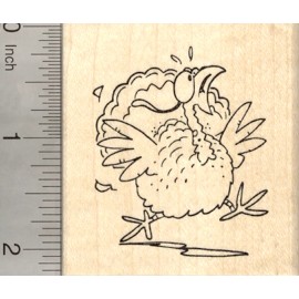 RubberHedgehog Thanksgiving Turkey Rubber Stamp, Raising the Alarm J22812 WM