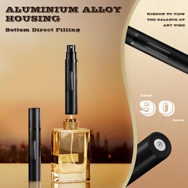 DIOHIO 8ml Perfume Atomizer Travel Refillable,Mini Cologne Dispenser, Bottom-Filling Fragrances Perfumes Bottle,Portable Sprayer Pocket Size for Women Men Cruise Car Trip Gift 2pcs (Black-Grey)