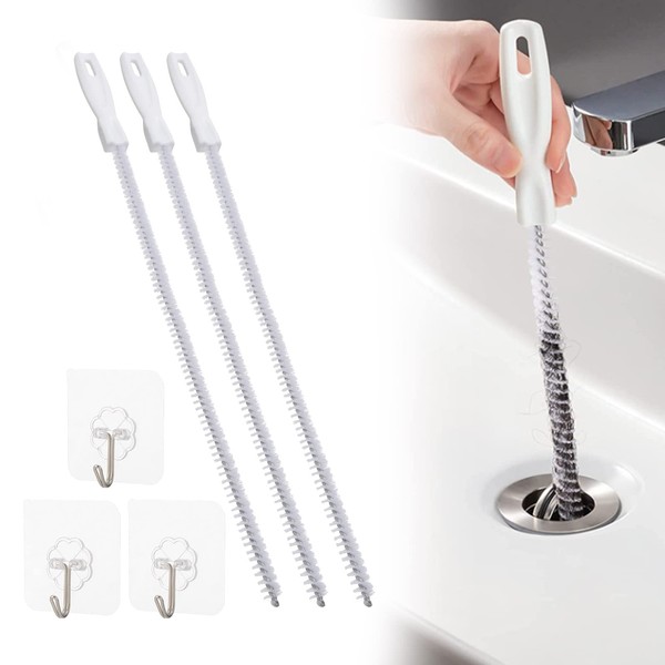 Ungfu Mall 3Pcs Sink Cleaning Brush, 45cm Drain Snake Sink