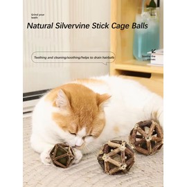 Kamanda Cat Catnip Toy,Huge Cat Mint Ball Toy Cat Toys Natural Silvervine Stick Cage Balls for Indoor Cats Kitten Cat Cleaning Teeth Molar,Cat Toys for Indoor Cats Cat Chew Toy for All Breeds