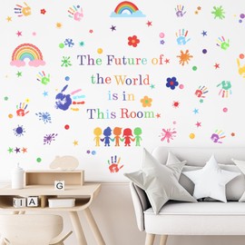 Lunhoo 172pcs Colorful Inspirational Wall Decals, Handprint Wall Stickers, Removable Motivational Sticker for Kid Bedroom, Classroom, Kindergarten, School, Playroom