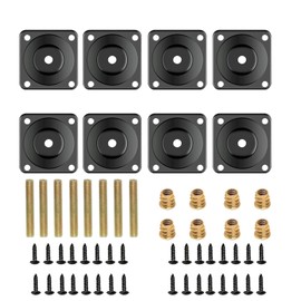 Floatdream Pack of 8 Leg Mounting Plates, Furniture Mounting Plates, Black Mounting Iron Piece with Screws, for Sofa, Chair, Wardrobe, Dining Table (Black)