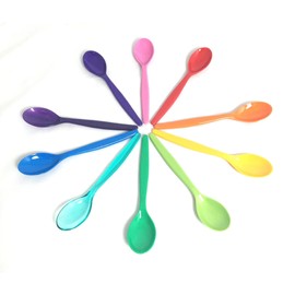 Harfield Pack of 10 Multicoloured Teaspoons Virtually Unbreakable Reusable Polycarbonate Plastic