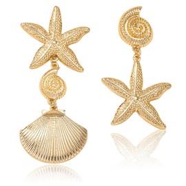 Stocking Stuffers Starfish Stud Earrings for Women Summer Earrings Gold Rhinestone Starfish Earrings for Teen Girls Summer Beach Outfits Jewelry Gifts 2024