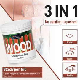 DWIL Wood Paint, White Paint for Wood, No Sanding& Fast Dry Outdoor WoodPaints, Water Based& Low Odor Furniture Door Cabinet Paints, Perfect for Indoor/Exterior White, 50-60sq.ft