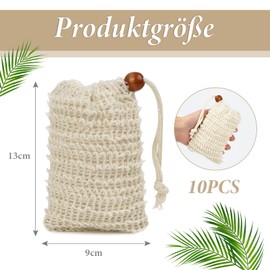 Organic Soap Bags, Drawstring Massage Soap Bag, Sisal Soap Bag, for Solid Shampoo, Solid Soap, Natural Soap Bag, Mesh Soap Bag, Pack of 10