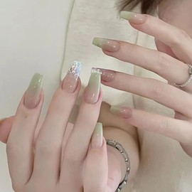 24pcs Fingernails Fresh Gradient Flash Long Nail Tips