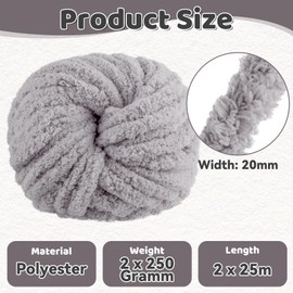 Thick Wool for Hand Knitting, 500 g (2 x 250 g) Arm Knitting Wool Fluffy Chunky Yarn Hand Knitting Wool DIY XXL Thick Wool Soft Knitting Yarn Thick Yarn Thick Wool for Crochet for Blanket, Bag,