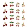 BEEFLYINGCherry Charms Brass Micro Pave Clear Cubic Zirconia Cherry Pendants,
