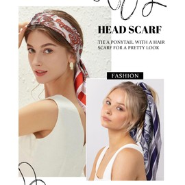 WELROG 2 Pcs Headscarf for Women - 70×70cm Bandana Head Hair Scarf Satin Head Scarf