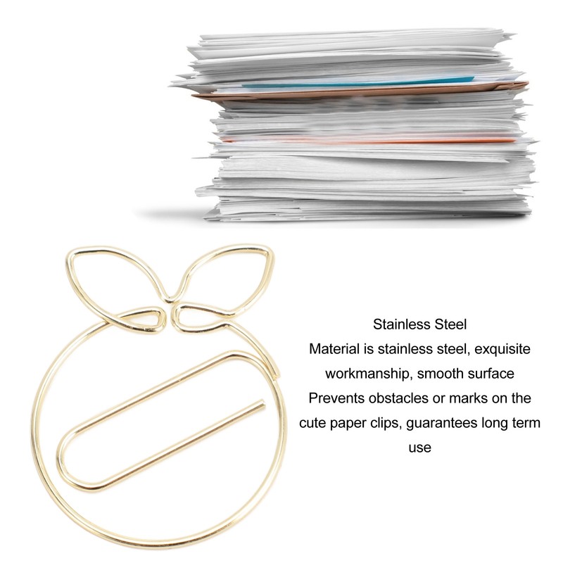 100Pcs Gold Paper Clips Cute Shape Stainless Steel Multifunction Metal