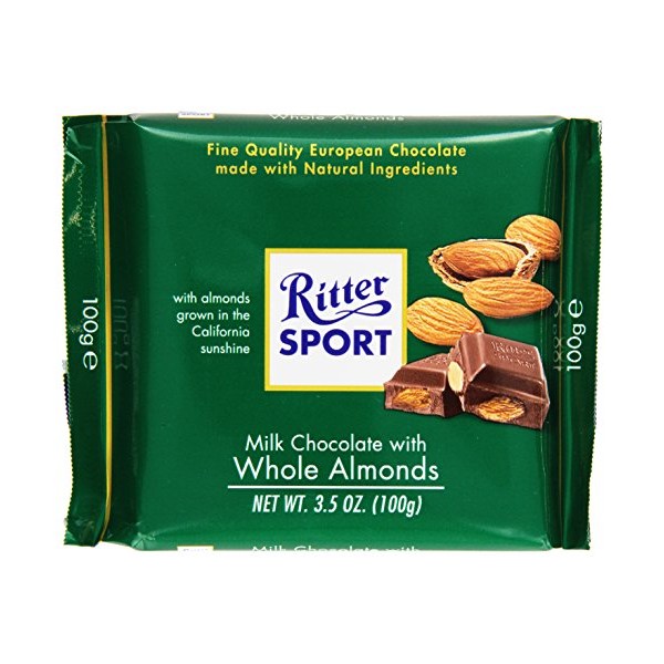 Ritter Sport Choc Bar Milk Whole Almond, 3.5 oz