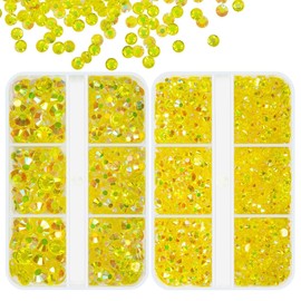 qiipii Transparent Lemon Yellow AB Resin Rhinestones for Crafting Clear Citrine Flatback Jelly Stones 3mm 4mm 5mm 6mm Non-Hotfix Diamonds Crystals Gems Charms for Face Eyes Makeup Tumblers DIY Crafts