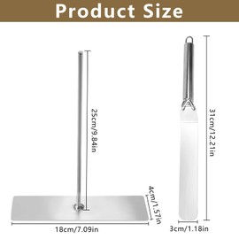 Crepes distributor and spatula, stainless steel, 2 pieces, crepe spatula, pancake turner, crepe dough distributor set, T-shape dough distributor for crepes, pancakes, pancakes
