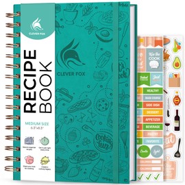 Clever Fox - Libro de recetas en espiral – Make Your Own Family Cookbook – Organizador de cuadernos de recetas en blanco – Diario de cocina aspiradora para escribir en recetas – Tamaño mediano, 6.3 x
