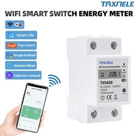 Wi-Fi Intelligent Energy Monitoring Switch Meter AC 90-250V 110V 230V 60A Ammeter Voltmeter Multimeter Compatible with Alexa Google Home, Remote Control with Smart Life Tuya App