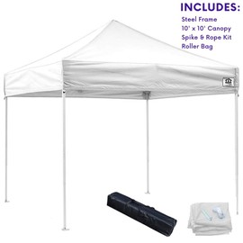 Impact Canopy 10' x 10' Canopy Tent, UV Coated, Pop Up Tent Includes Roller Bag, White