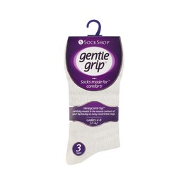 6 Pairs Ladies Gentle Grip No Elastic Socks 4-8 uk, 37-42 eur (GG001)