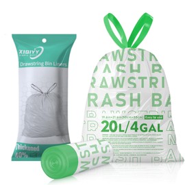 XIQIYY Drawstring Bin Bags 20L Small Waste Bin Liners Pedal White Pre-separated Rubbish Bags Strong Garbage Bags Thicker Refuse Sacks Heavy Duty Trash Bag for Bathroom,Bedroom,Office,30 Liners