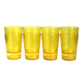 Yanglonghui 24-Ounce Plastic Tumblers (Set of 8), Reusable Plastic Mugs, BPA-Free Acrylic to Drink Mugs, Shatter Resistant, Textured Interior, Dishwasher Safe (Yellow, 15 Ounce)