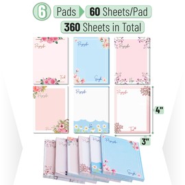 Mr. Pen- Sticky Notes, 3”x4”, 6 Pads, Floral Sticky Notes, Sticky Note, Self-Stick Note Pads, Sticky Pads Sticky Notes Aesthetic, Colorful Sticky Notes, Sticky Notes Bulk Sticky Notes