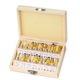 Omninmo Router Bits Set 1/4 Shank, 15 Pieces Tungsten Carbide, 2 Flute, Dovetail Cut, Cove Flush-Trim Ogee V-Groove Cut, Woodworking Router Bit Set