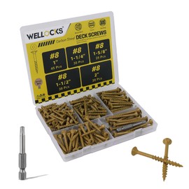 WELLOCKS #8 Deck Screws Kit, 150 PCS Tan Assortment with T25 Bit