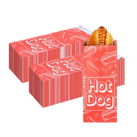 Restaurantware-Bag Tek 3.7 x 1.2 x 9.1 Inch Foil-Lined Food Bags, 100 Disposable Hot Dog Wrappers - Greaseproof, No-Vented, Red Paper Hot Food Wraps, For Sandwich And More