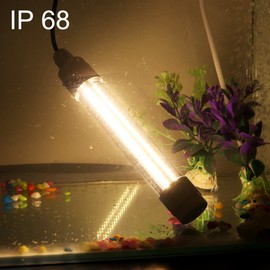 RTNLIT 16W Underwater Fishing Light, DC 12-48V Yellow LED Submersible Fish Finder Light, Night Ice Fishing Attracting Light, with 5M Power Cord and Battery Clip