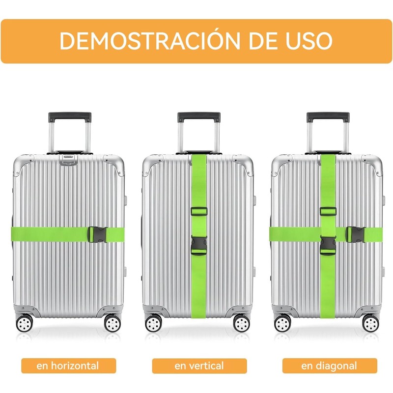 Cuatro Correas para Equipaje (Azul + Naranja + Verde +