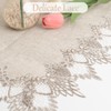 URROMA Linen Round Beige Table Cover with Lace Trim,Table Decor