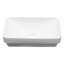 Lordear Vessel Sink Bathroom Semi Recessed Sink 19 x 12 Inch Rectangular White Ceramic Vessel Sink Modern Vanity Sink Bath Wash Sinks Bowl Above Counter Basin
