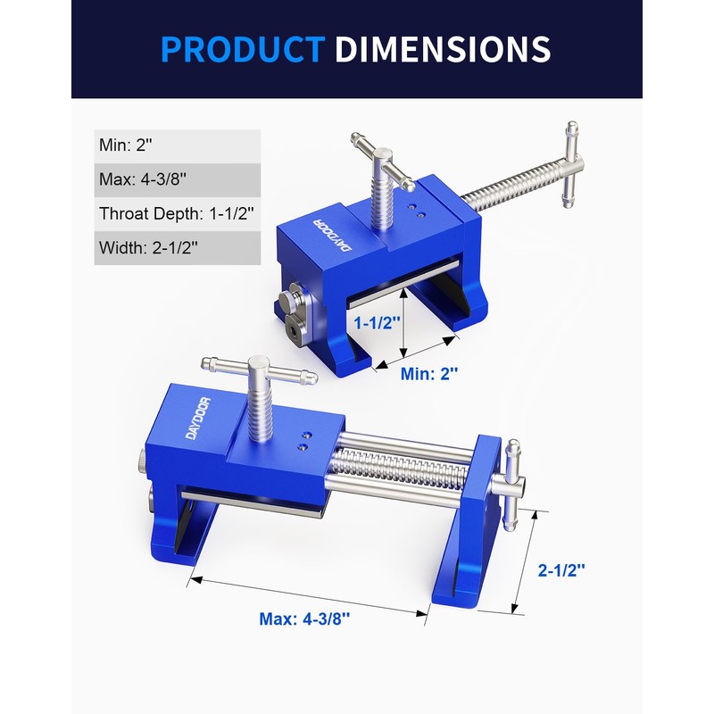 DAYDOOR Professional Cabinet Clamps 2 Pack, Heavy-Duty Cast Steel, Integrated