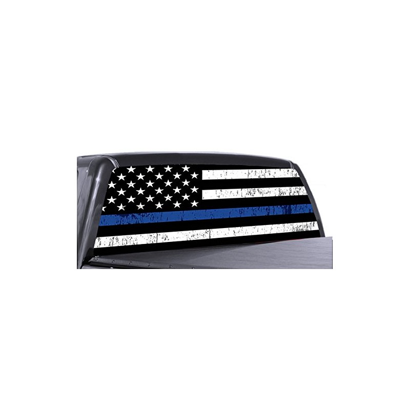 66" x 18" Thin Blue Line American Flag Distressed Truck