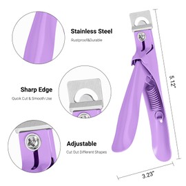 MelodySusie Acrylic Nail Clippers, Professional Nail Clippers Cutters for Acrylic Nails Fake Nail Tips, Adjustable Stainless Nail Trimmer, Manicure Tool for Salon Home Nail Art, Purple