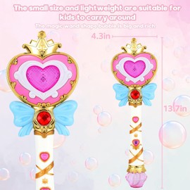 Automatic Bubble Wand for Toddler Kid Princess Toy Age 1 2 3 4 5 6 7 8 1yr Year Old Little Girl Gift Mover Maker Blower Machine Outdoor Juegos Juguetes Burbujas Niñas Easter Pink